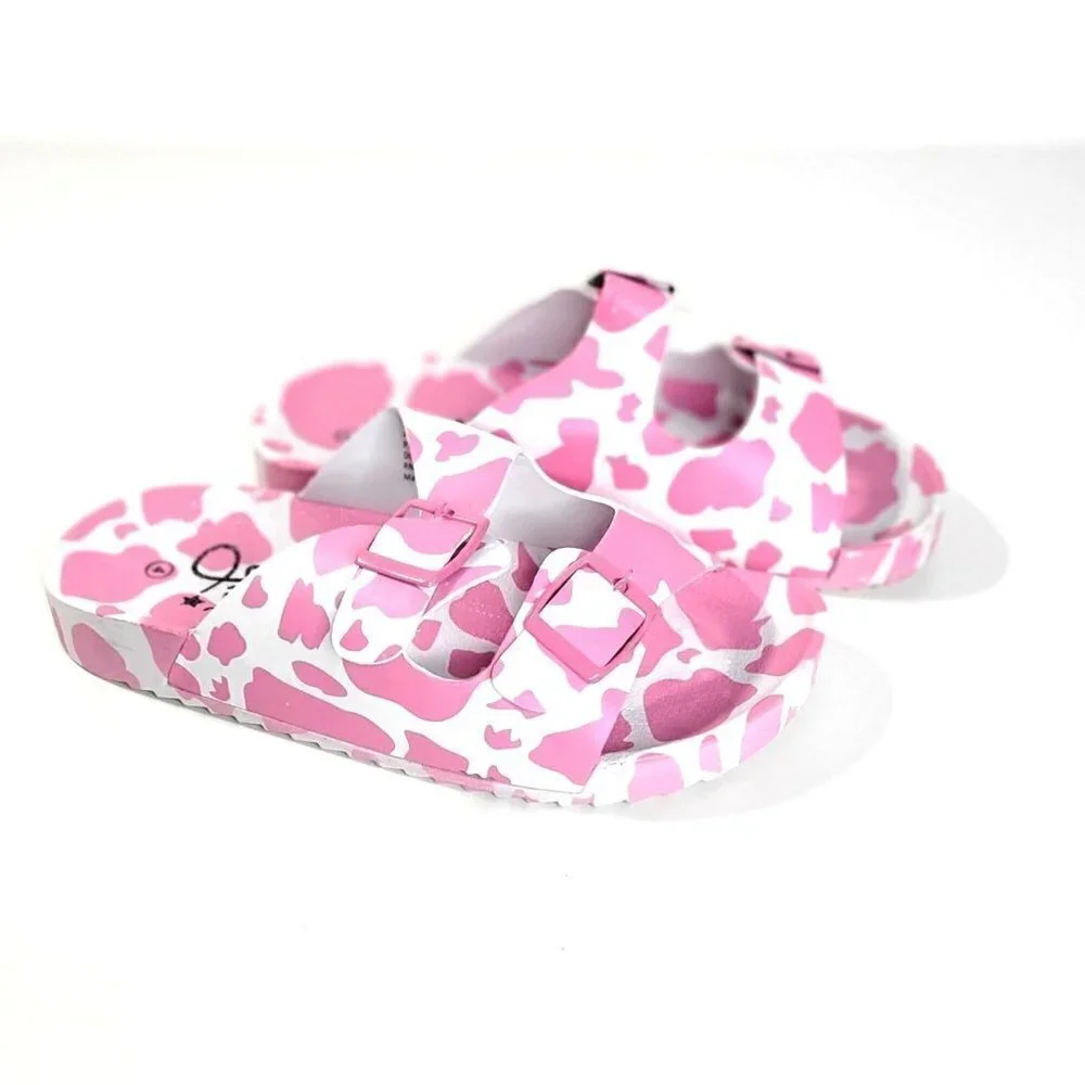 Girls' Olivia Miller Little Kid & Big Kid Moo Pink Footbed Sandals Size 4